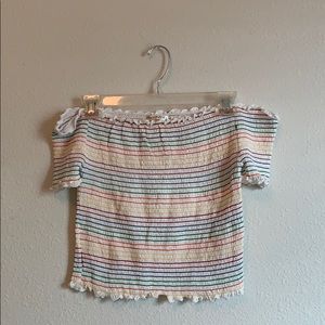 NEW!! Rainbow striped crop top (off the shoulder)